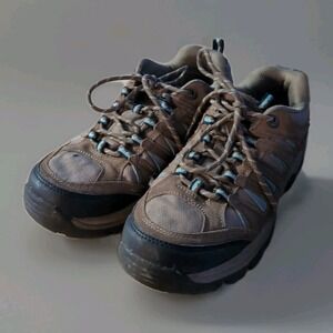 Coleman Crescent -W Hiker Shoes Womens Size 7.5W  Lt.tan Leather/Lt‎ Blue Trim
